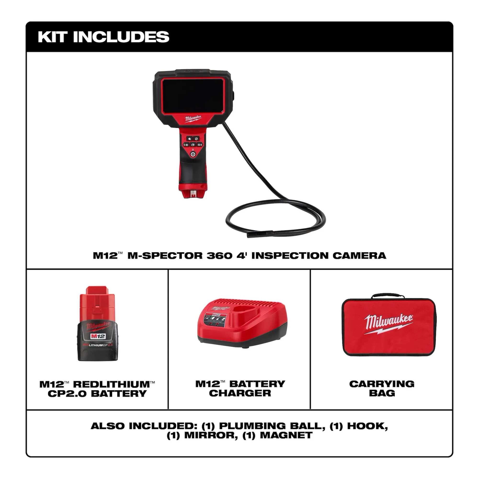 Milwaukee M12 M-Spector 360 4' Inspection Camera from Columbia Safety